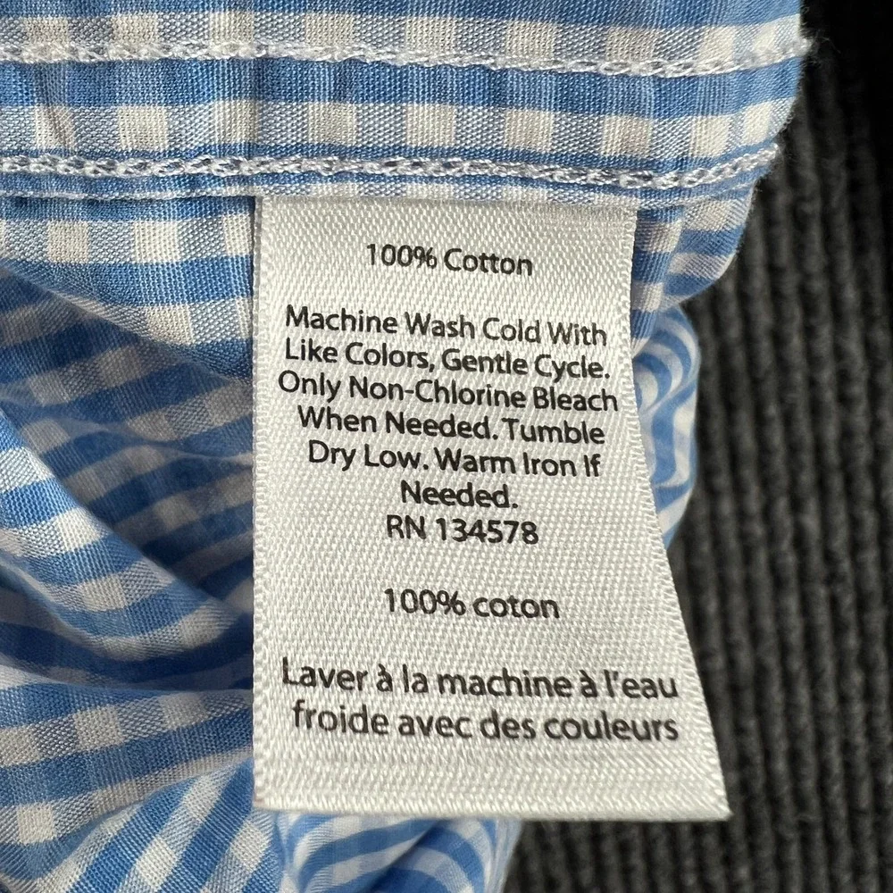 Vineyard Vines Shirt Youth‎ Boys Large Blue Check Long Sleeve Button Down
